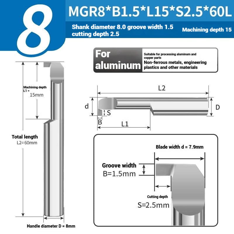 1135-CNC Small Bore Grooving Tool MGR Integral Tungsten Carbide Small Bore Hook Grooving Tool for Steel and Aluminum Internal Grooving Toolholder Shandong Denso Pricision Tools Co.,Ltd.